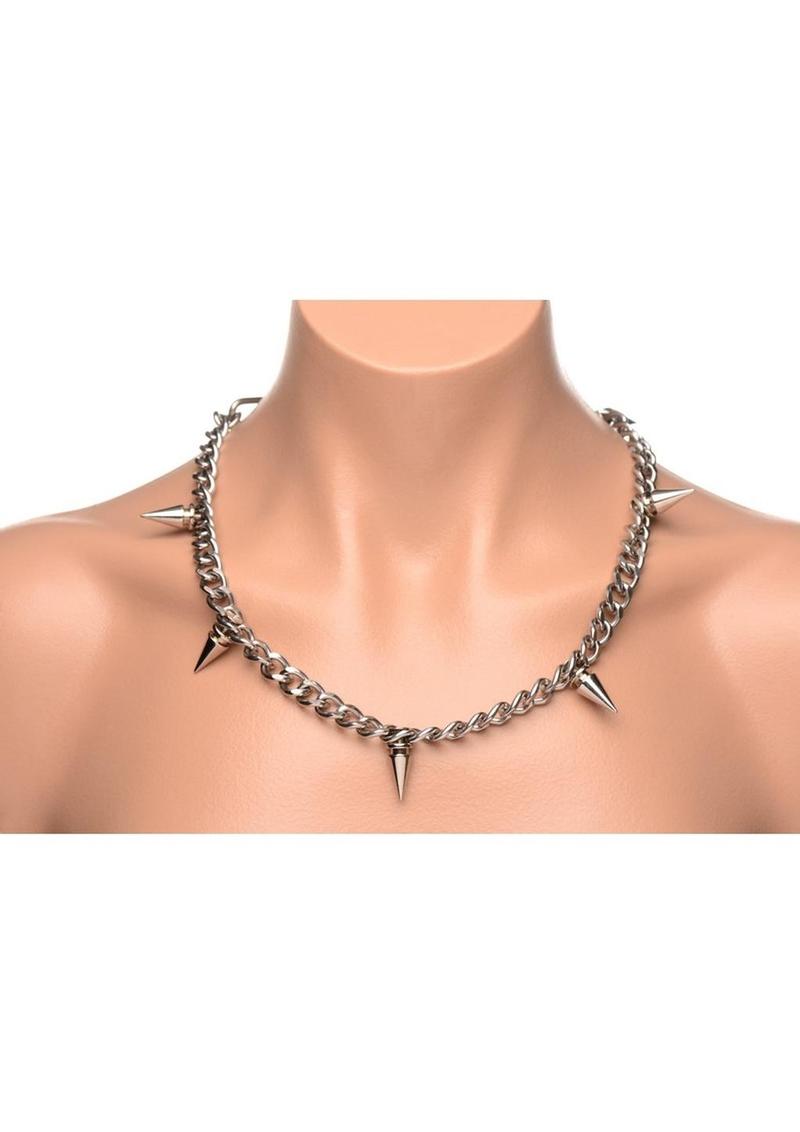 Punk Spiked Necklace Silver