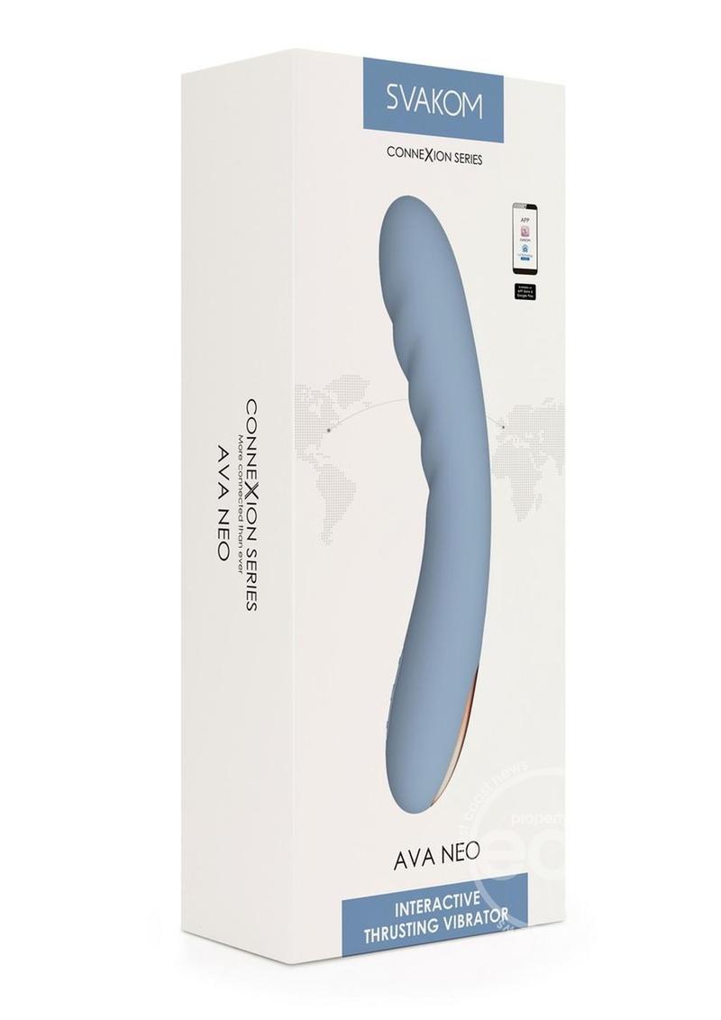 Svakom Ava Neo Rechargeable Silicone Vibrator with Remote - Blue