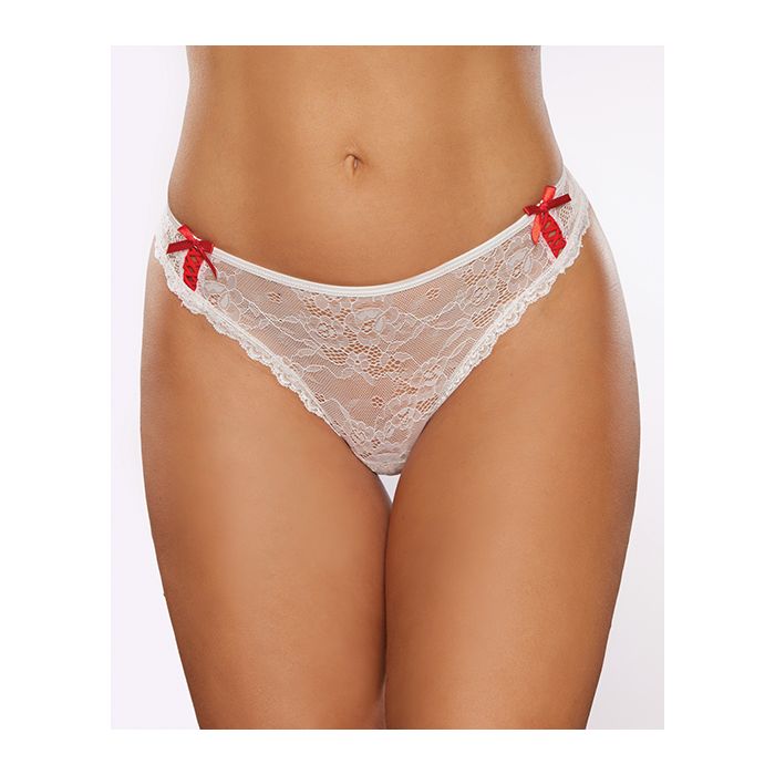 Allure Kisses & Bows Thong Panty w/Lace-Up Detail