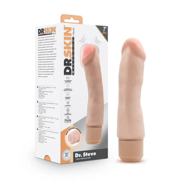 Dr. Skin Silicone – Dr. Steve - 7 Inch Vibrating Dildo - Beige