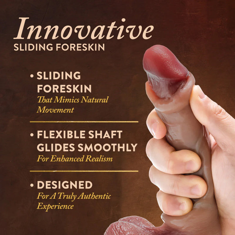 Renaissance - DaVinci - 8 Inch Sliding Foreskin Dildo with Squeezable Balls