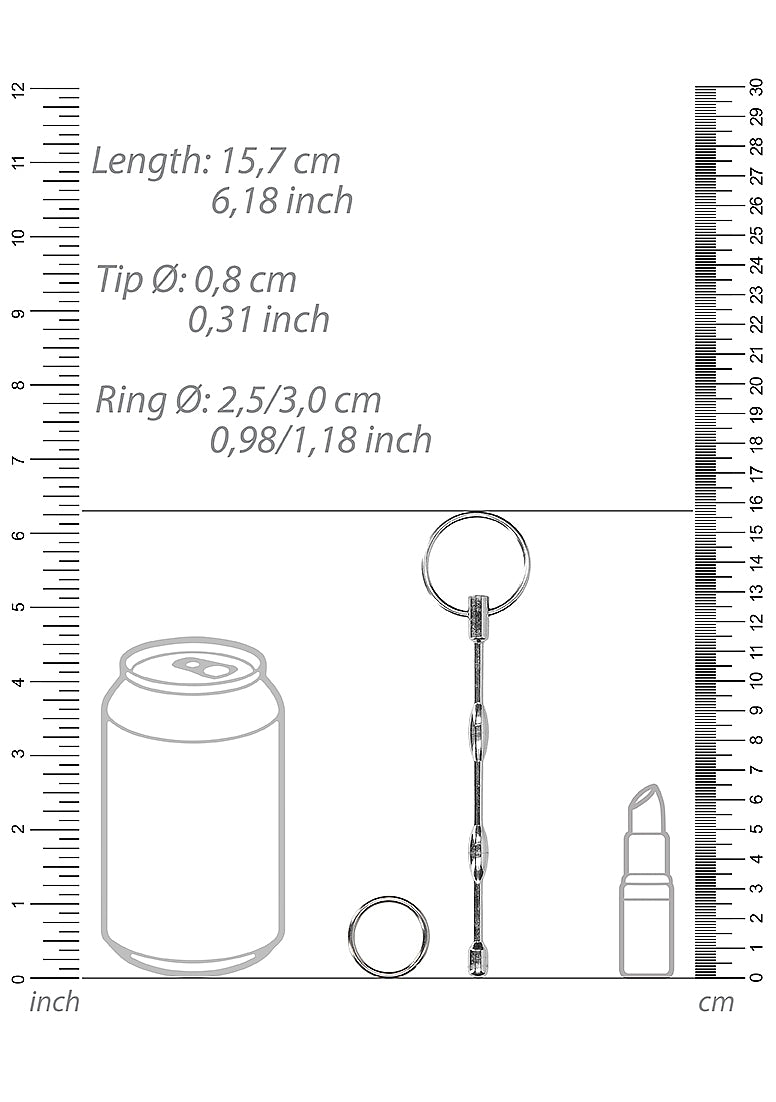 Urethral Sounding - Stainless Steel Ribbed Plug With Ring