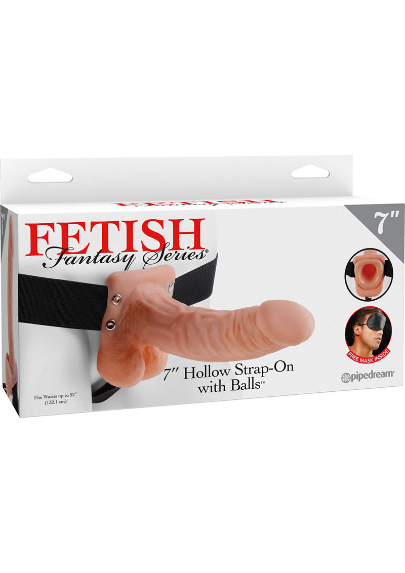 Fetish Fantasy Series Hollow Strap-On Dildo With Balls And Stretchy Harness 7in - Vanilla