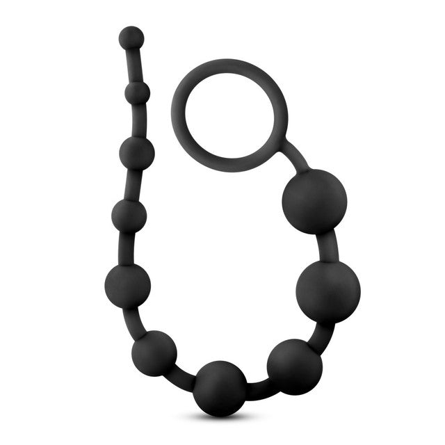 Anal Adventures Platinum - Silicone 10 Anal Beads - Black